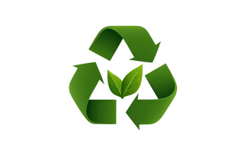 Green recycling symbol with leaves on black background nature, Isolated On White Background, Png Transparent