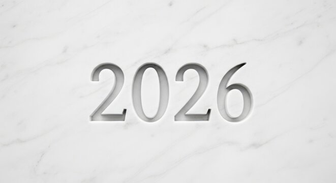Celebrate 2026 with elegant carved marble design, perfect for new year promotions, milestone events, and future-focused marketing campaigns