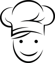 Stylized Black and White Chef Hat Face with Smile eyes