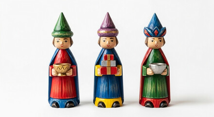 Colorful traditional Russian Matryoshka dolls, isolated Christmas souvenir objects, art craft decoration for the holiday