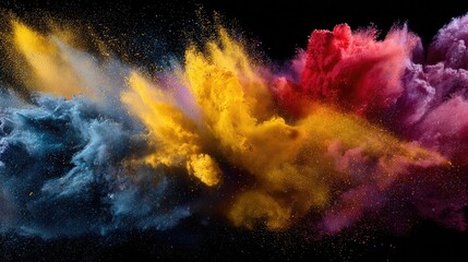 Obraz premium Vibrant explosion of colorful powder paints creates a mesmerizing abstract art
