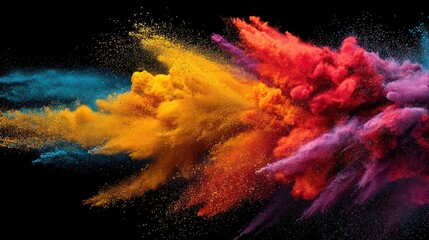 Obraz premium Vibrant explosion of colorful powder paints creates a mesmerizing abstract art