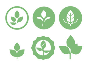 set of eco icons, green icons on a white background, isolate,