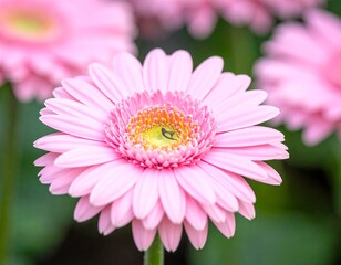 Obraz premium Close-up of a pink daisy with a bright yellow center