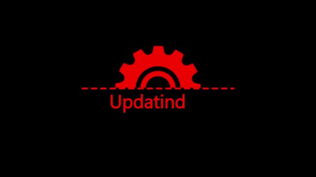 Updating bar animation on black background. red color setting and update icon animated. 4k video motion graphic animation