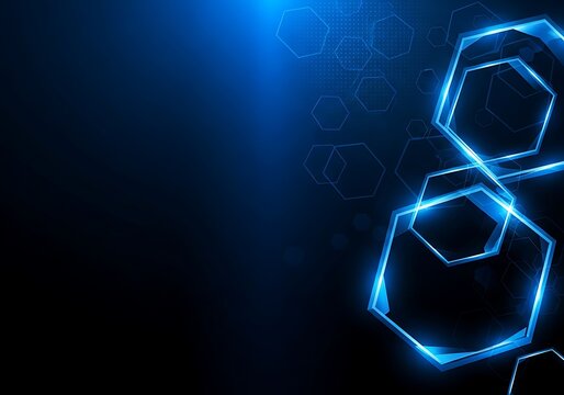 Abstract blue hexagonal geometric shapes isolated on white background