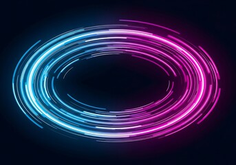 Swirling neon light trails abstract design isolated on white background