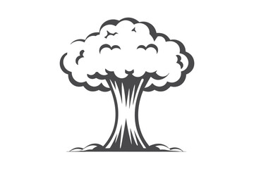 Silhouette of Atomic Explosion Cloud Icon Design on White Background © SWORNALY