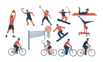 People enjoying various sports activities, promoting health, fitness, wellness