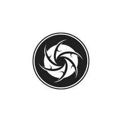 Obraz premium Tribal Swirl Symbol Design on Black Circle Background for Abstract Branding and Logo Use