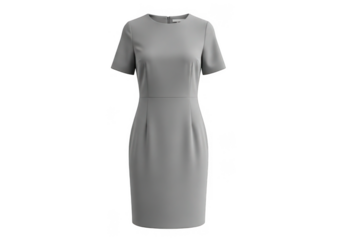 Chic grey short sleeve professional dress isolated on transparent background