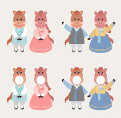 2026년 병오년 새해 붉은말 캐릭터 일러스트레이션 이미지