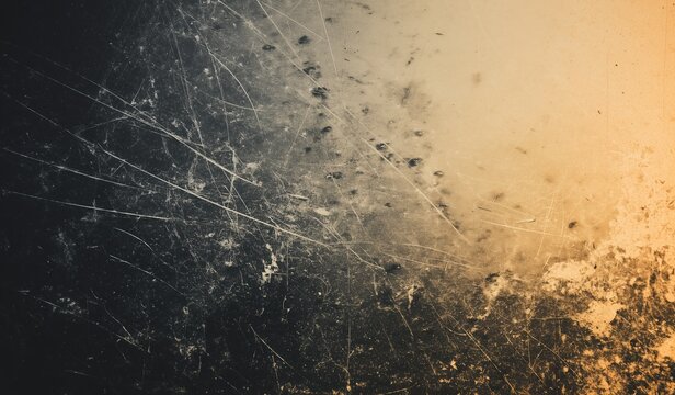 Abstract grunge background with old film texture, grain, and scratches, featuring an orange to black gradient and a white border for text space. Rendered in high resolution with sharp focus under stud - Powered by Adobe