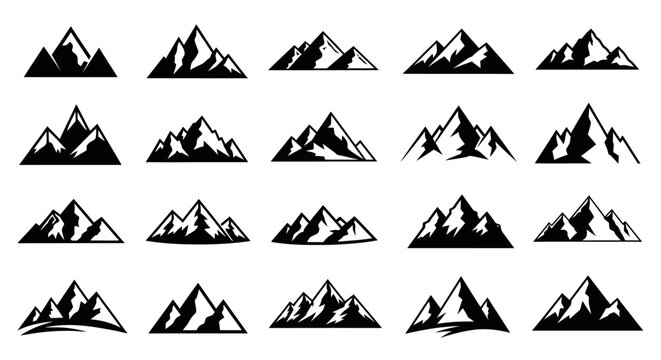 Collection of mountain silhouettes for logos and branding designs