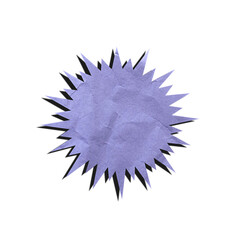 Vintage blue paper starburst label with textured cutout edges, retro burst effect discount tags, coupon, sale stickers, postal stamp and scrapbook elements on transparent background.
