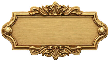 Ornate gold plaque with a smooth, textured blank center