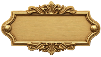 Ornate gold plaque with a smooth, textured blank center