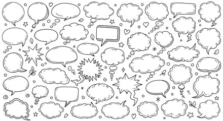 Fototapeta premium Hand drawn speech bubbles collection for comic books and graphic novels