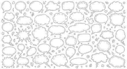 Obraz premium Hand drawn speech bubbles and thought balloons collection in black and white