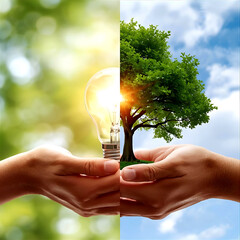 a visual metaphorical illustration, about energy, ideas, or the relationship between nature and technology and life