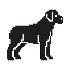 Pixelated Rottweiler Dog on White Background, Cute Animal Icon
