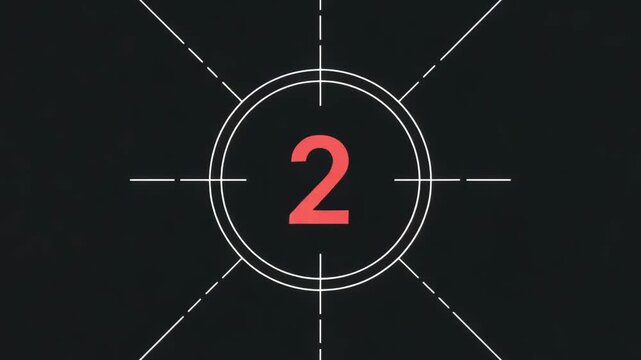 Retro film countdown timer showing the number five on a dark background for video production start