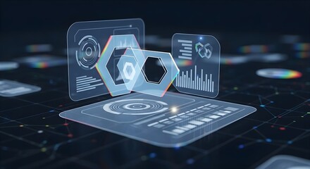 Futuristic Holographic UI with Rainbow Refractions