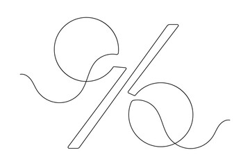 Single line art illustration of classic percent symbol isolated outline