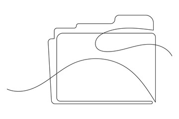 Continuous line drawing of file folder icon minimalist style isolate