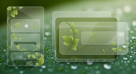 Organic Nature-Inspired Glassmorphism UI with Leaf Motifs