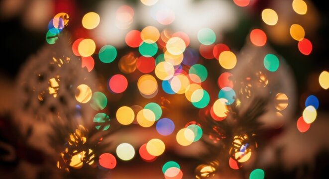 Festive holiday lights create a warm, inviting atmosphere for your seasonal designs and family celebrations, perfect for Christmas and New Year projects