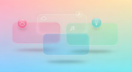 Soft Pastel Glassmorphism UI with Airy Floating Panels