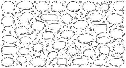 Fototapeta premium Hand drawn speech bubbles and thought bubbles collection for creative design projects