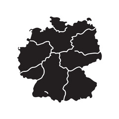 Bold Black Silhouette Map Outline with Smooth Curved Borders and Clean Minimal Style. 