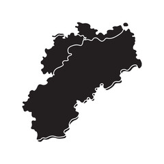 Obraz premium Bold Black Silhouette Map Outline with Smooth Curved Borders and Clean Minimal Style. 