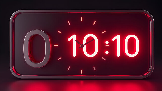 Countdown 10 seconds. 3D. 3D Rendering