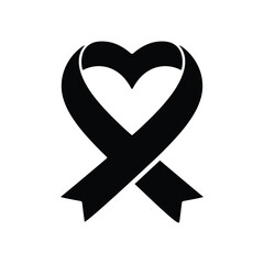 Heart Ribbon Symbol of Love Care Understanding and Support for Disease Prevention Hope Mourning and Solidarity Isolated Vector Illustration