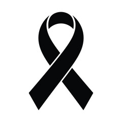 Black Awareness Ribbon Symbol of Support Hope Mourning and Solidarity for Loss or Tragedy Cancer Aids Ptsd Isolated Vector Illustration