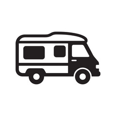  Bold Minimalist Camper Van Silhouette Icon for Travel, Adventure, Camping and Outdoor Exploration.