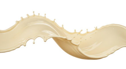 Highly detailed macro close-up of a luxurious, thick white chocolate wave frozen mid-splash, displaying sharp crown dynamics, isolated against a transparent background. Concept for food advertising