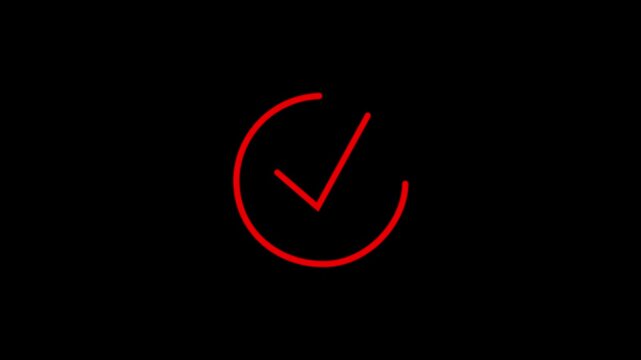 Check Mark Success Icon Reveal on Black Background