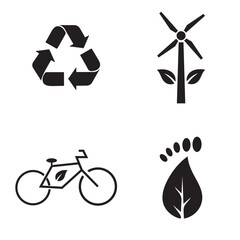 Sustainability and Eco-Friendly Icon Set | Vector Glyphs for Recycling, Green Energy, and Carbon Footprint Reduction
