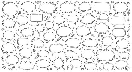 Hand drawn speech bubbles and frames collection in vector format for design