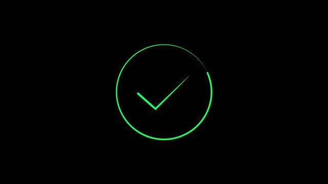 Check Mark Success Icon Reveal on Black Background