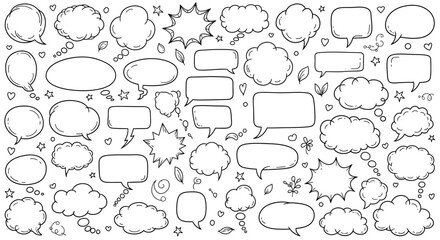 Fototapeta premium Collection of hand drawn speech bubbles and thought bubbles in vector format