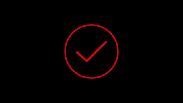 Check Mark Success Icon Reveal on Black Background