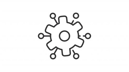 Big data setup ui icon line animation. Gear with circuit board connections. AI in digital information analytics animated user interface element isolated on white. HD video with alpha channel