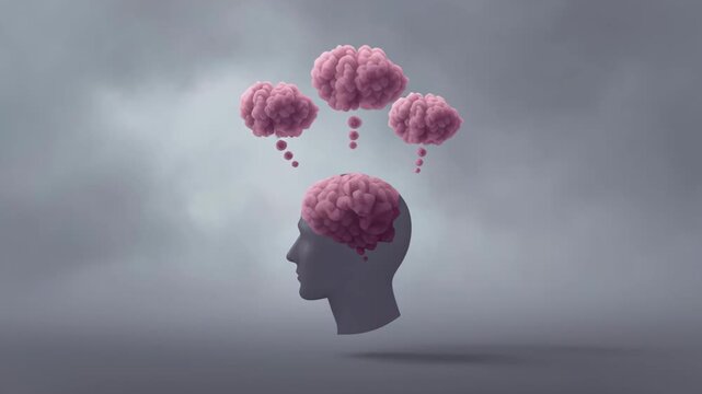 An image of chaotic thoughts and inner turmoil inside the head, symbolizing a loser mindset and emotional vulnerability. A losing attitude and mental weakness.