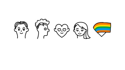 Line icons about LGBTQIA+ on transparent background with editable stroke.