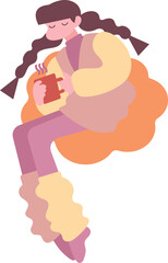 まったり暖まる女の子のイラスト warm girl